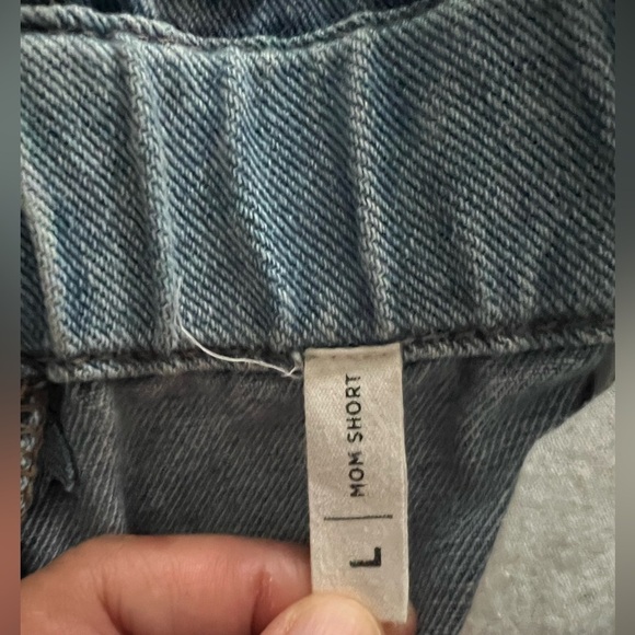Pacsun Mom Denim Shorts size Large Belt Hoops Elasticized Waist High Rise - Picture 5 of 10